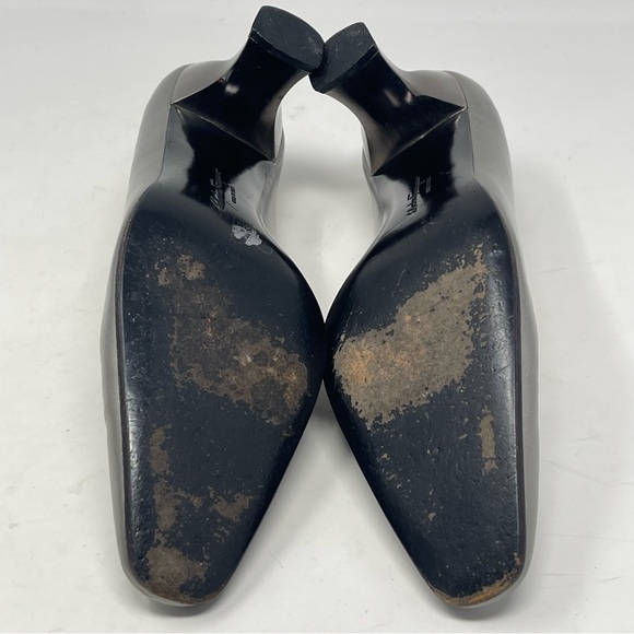 Salvatore Ferragamo Pumps Womens 6 B Metallic Silver Gray Leather Heels Vintage - Picture 14 of 16